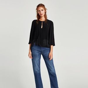 Zara Cape Blouse With Fringe
